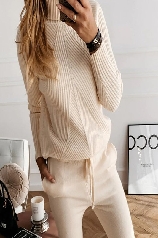 Knit Turtleneck Sweater Set cezele