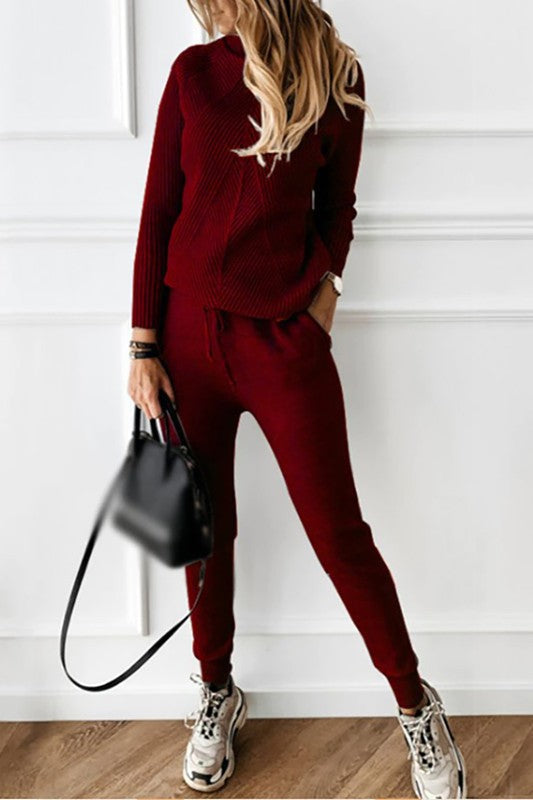 Knit Turtleneck Sweater Set cezele