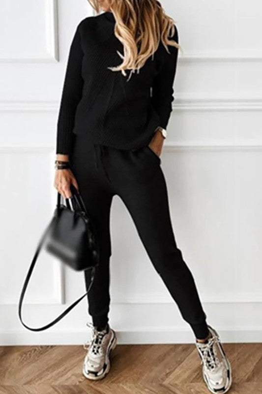 Knit Turtleneck Sweater Set cezele