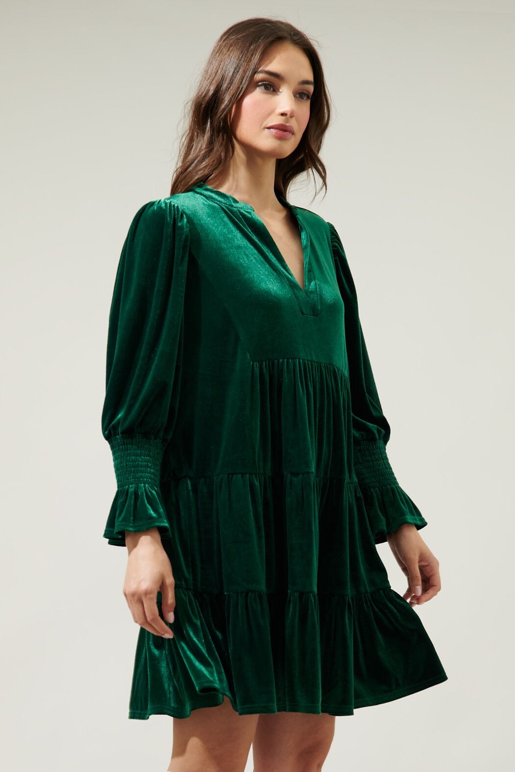 Lagoon Tiered Velvet Dress Sugarlips