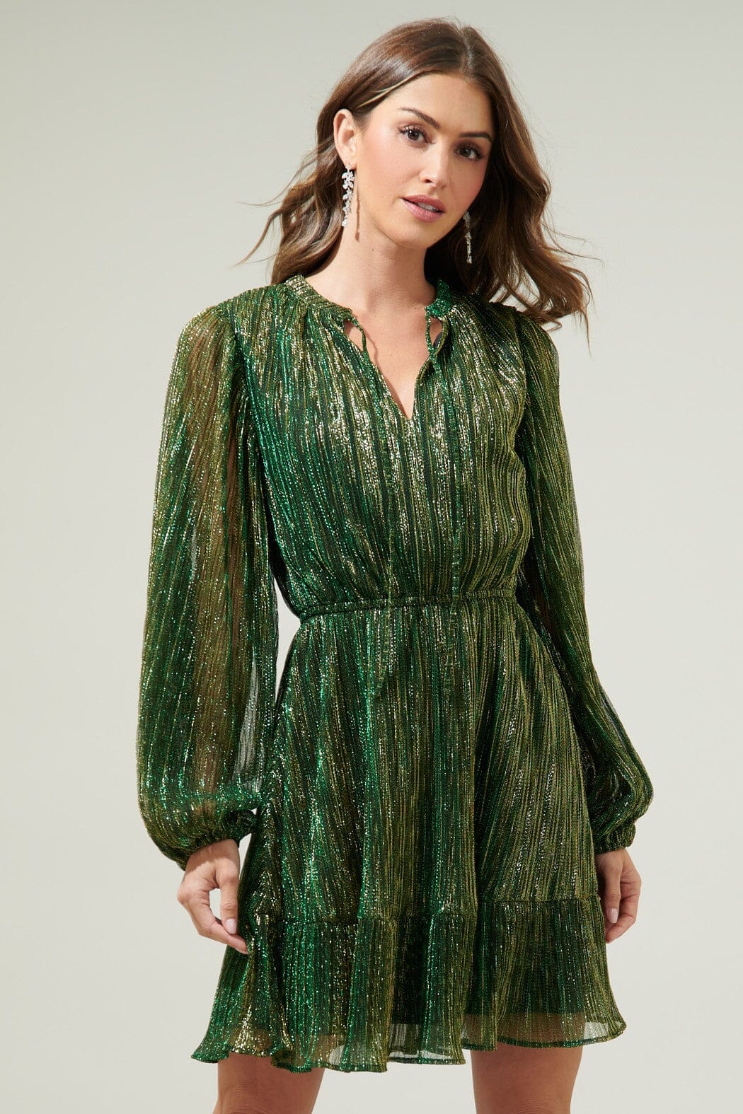 Lava Flow Paxton Balloon Sleeve Mini Dress Sugarlips
