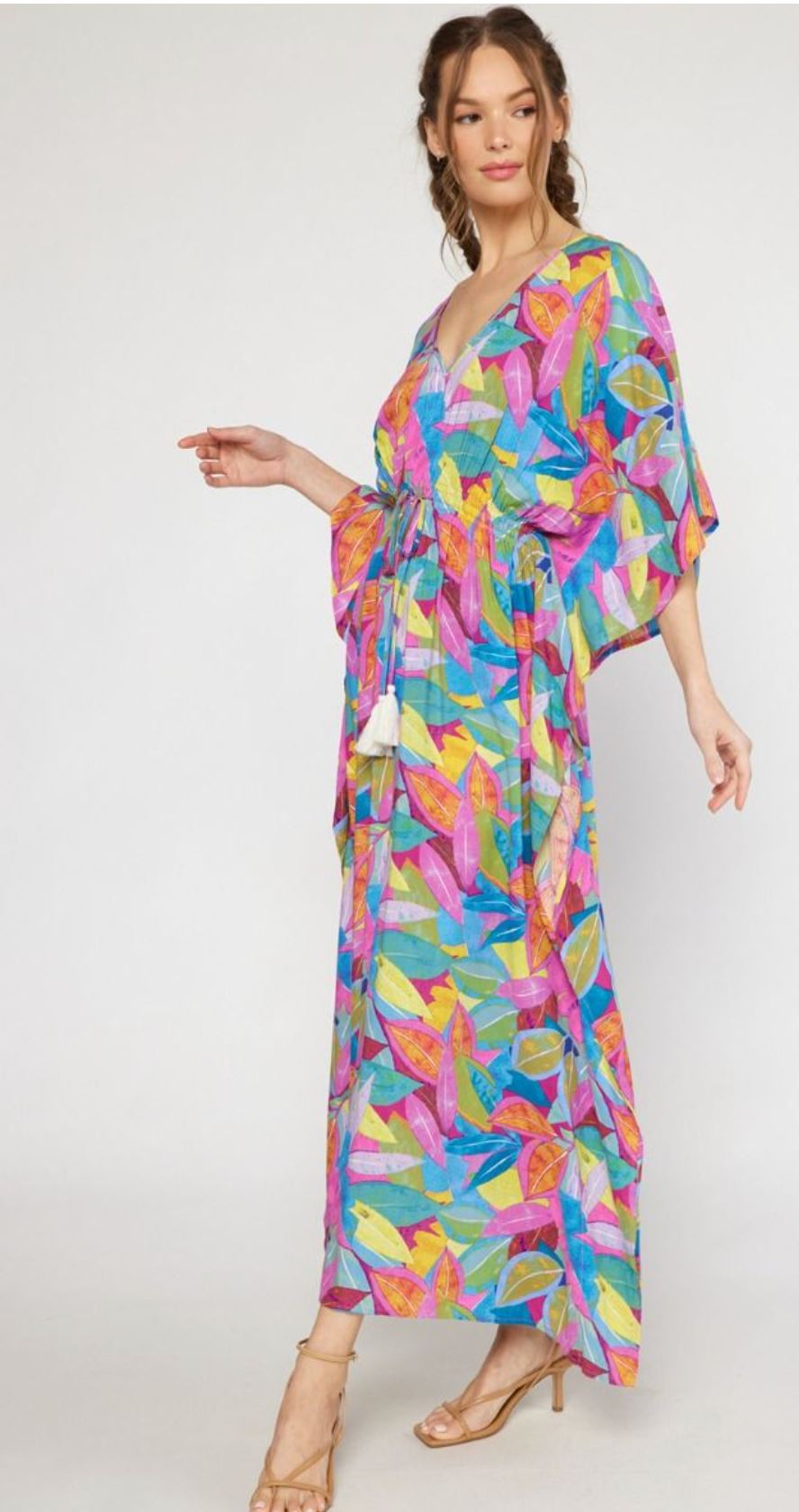 Leaf Abstract Drawstring Maxi entro
