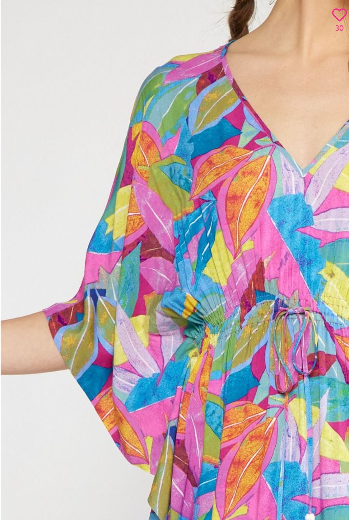 Leaf Abstract Drawstring Maxi entro