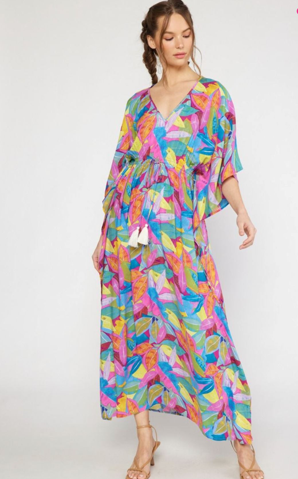 Leaf Abstract Drawstring Maxi entro