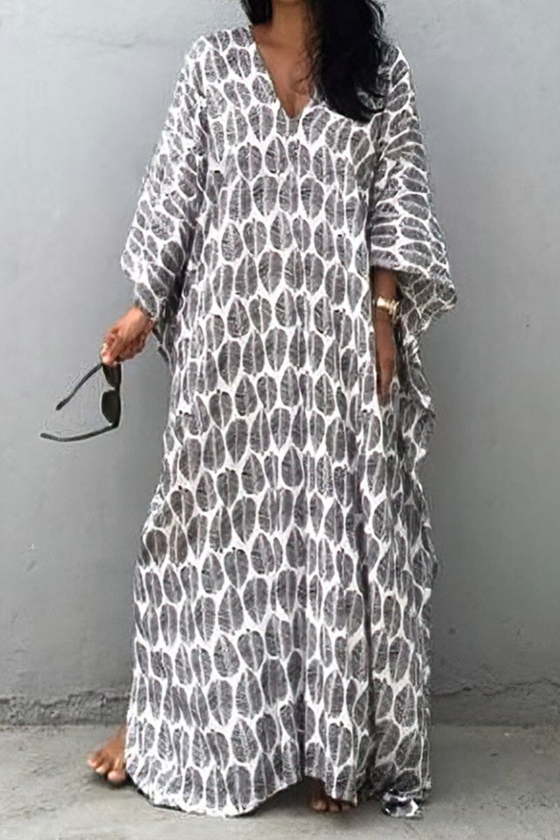 Leaf Print Kimono Cover Up cezele