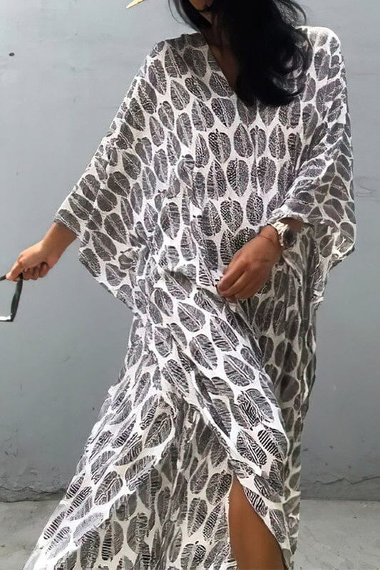 Leaf Print Kimono Cover Up cezele