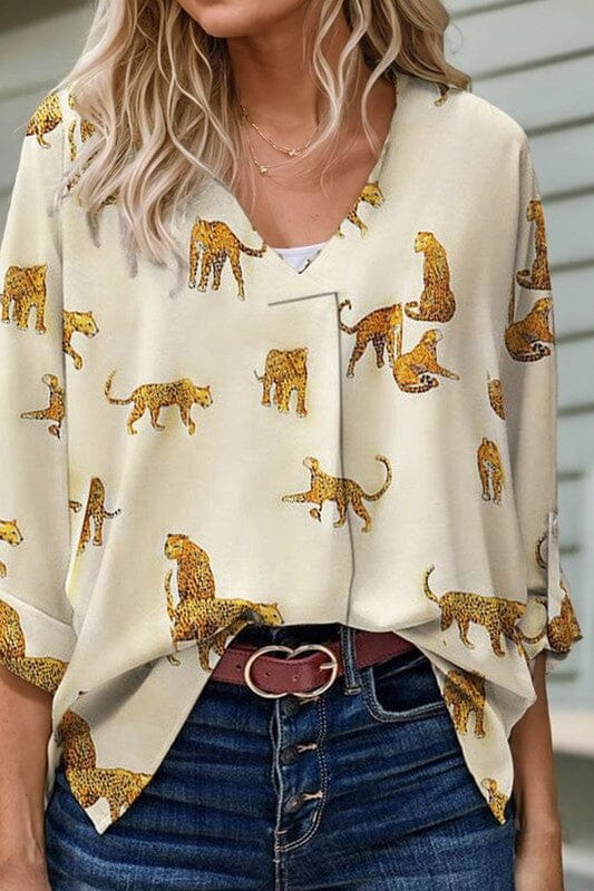 Leopard V-Neck Top Kentce