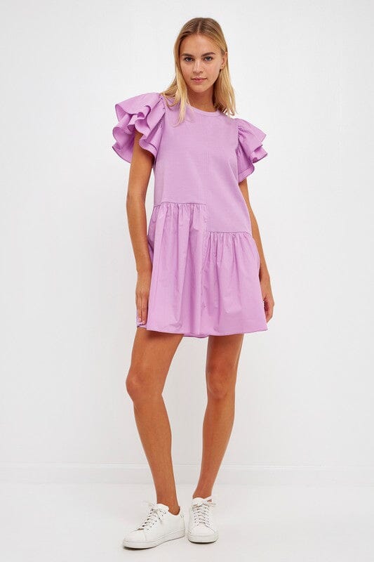 Lilac Layered Unbalanced Hem Dress English Factory