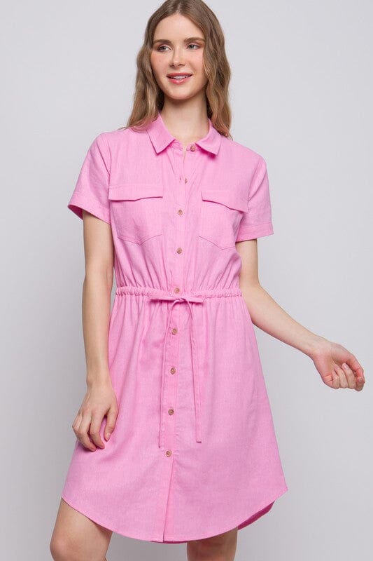 chinese dress ladies Linen Drawstring Shirt Dress – SNAP-Something New And Pretty