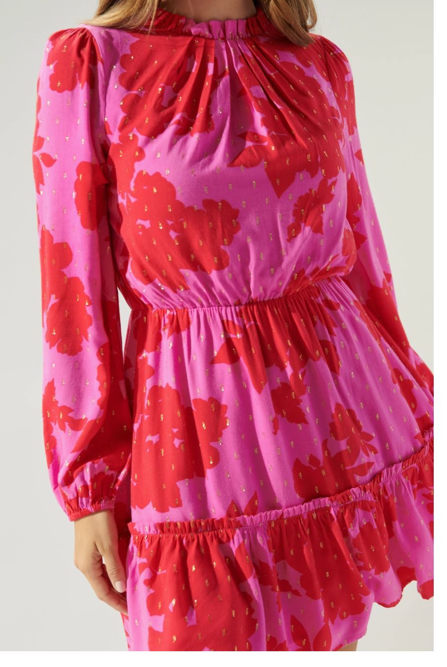 Linnea Floral Balloon Sleeve Blouson Dress Sugarlips