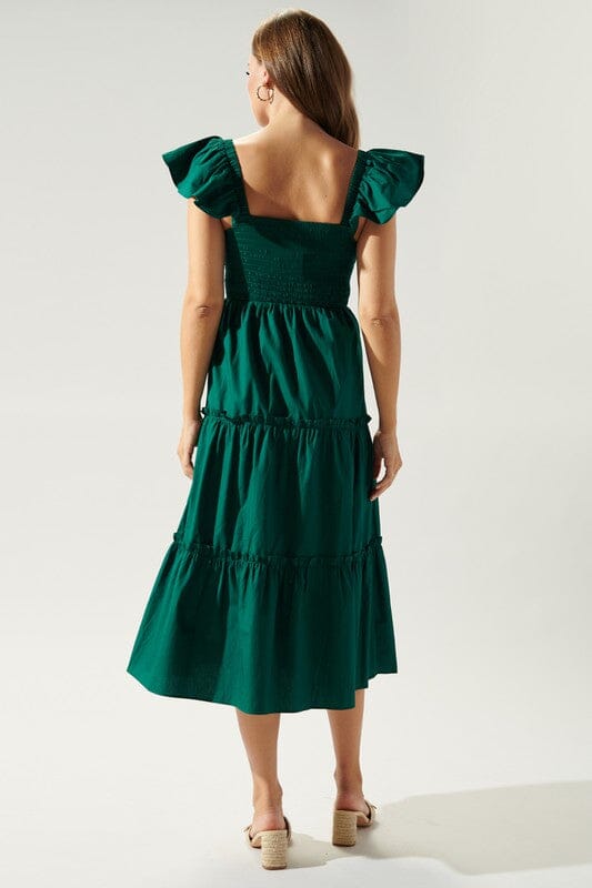 Lou Smocked Tiered Midi Dress Sugarlips
