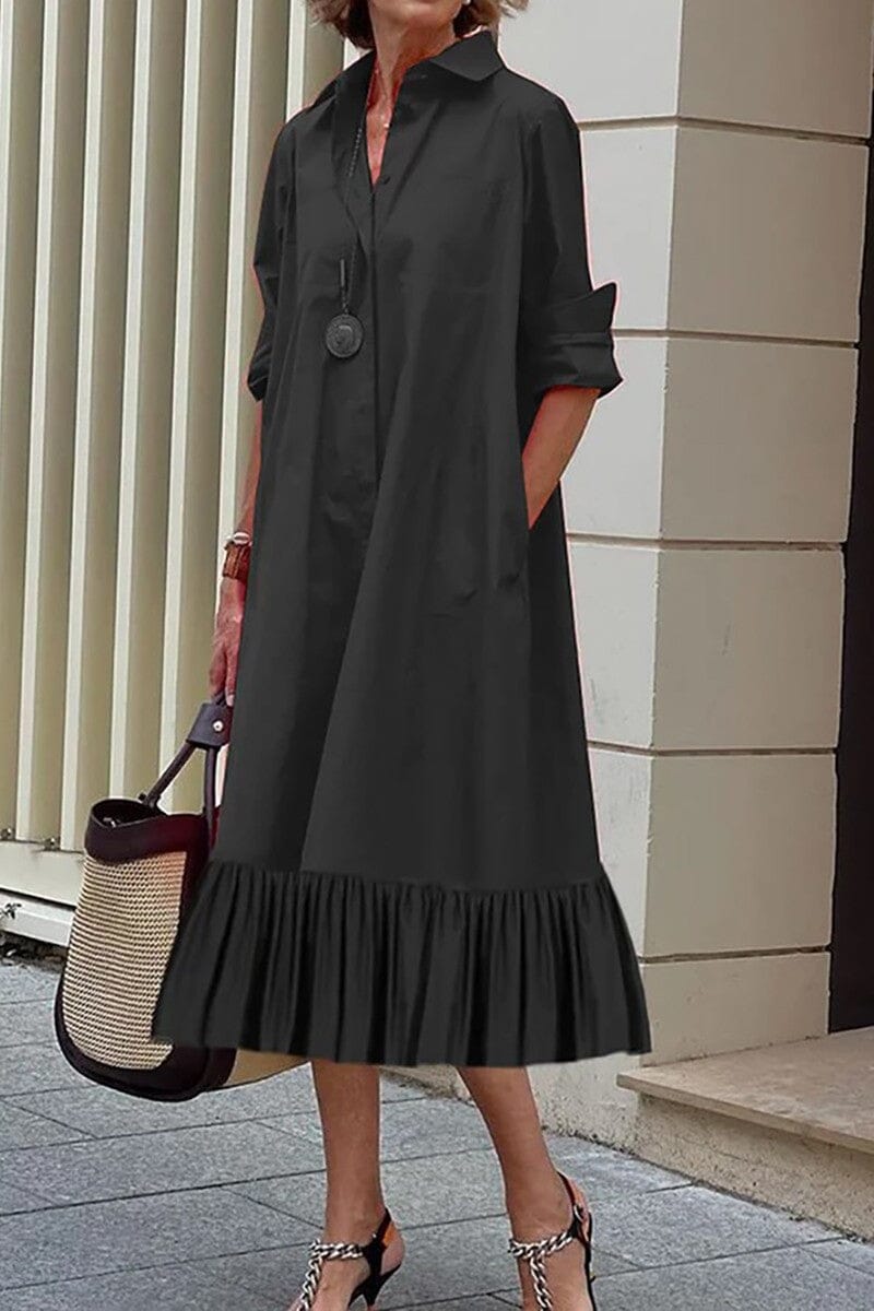 L/S Shirt Dress Pleat Hem cezele