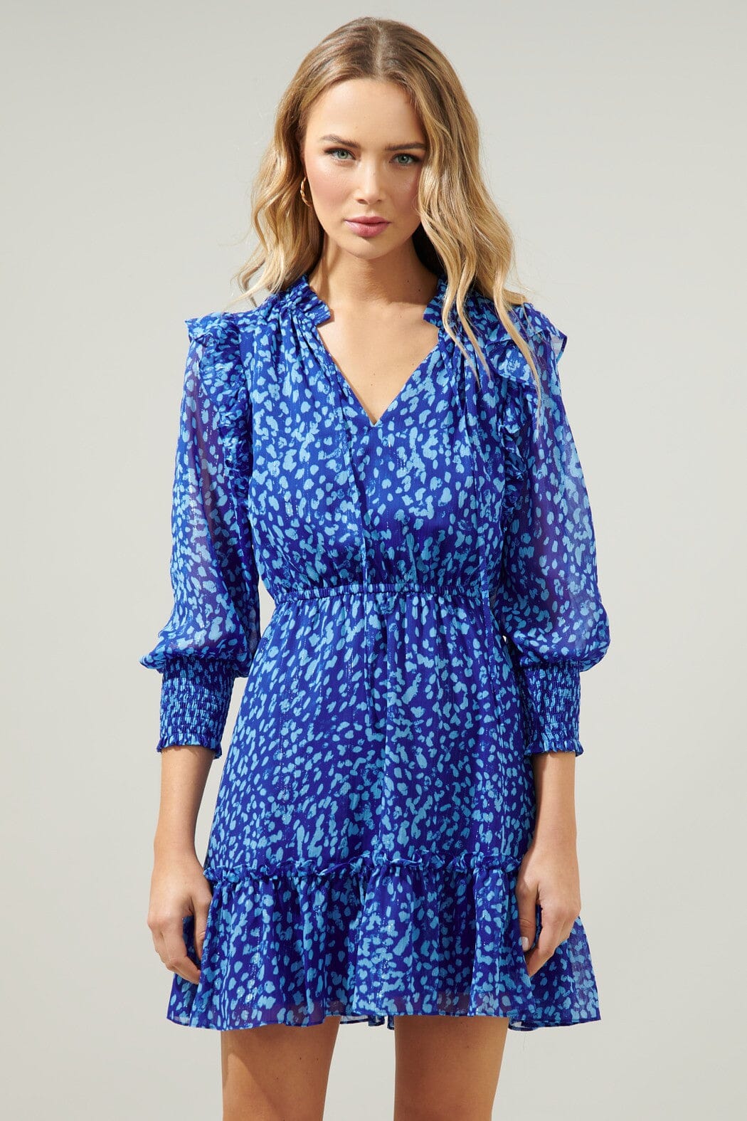 Madeira Abstract Idra Ruffle Chiffon Dress Sugarlips
