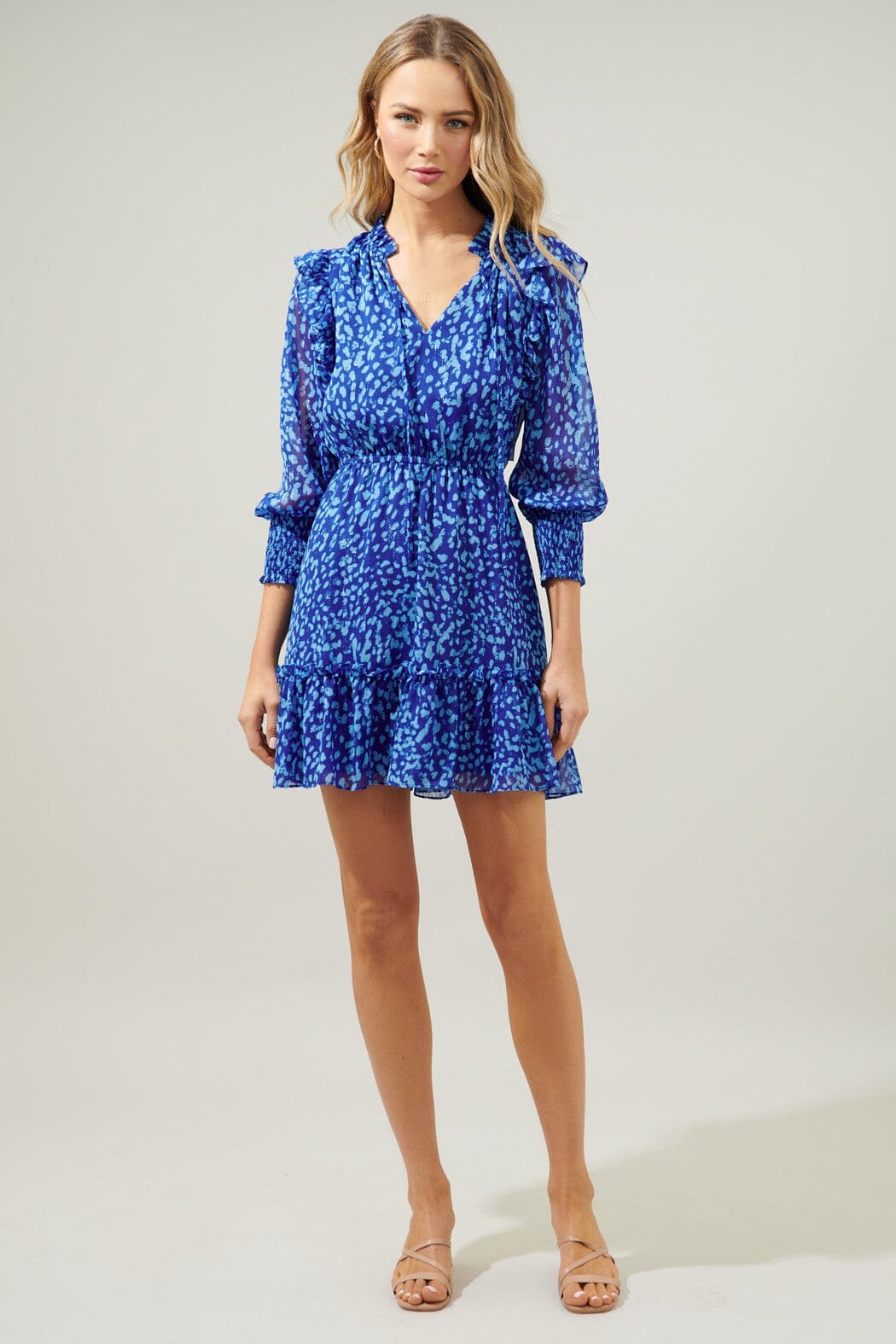 Madeira Abstract Idra Ruffle Chiffon Dress Sugarlips