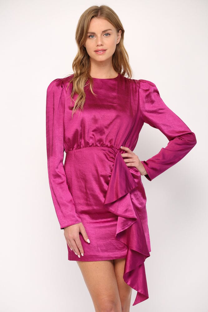 Magenta Draped Dress Fate