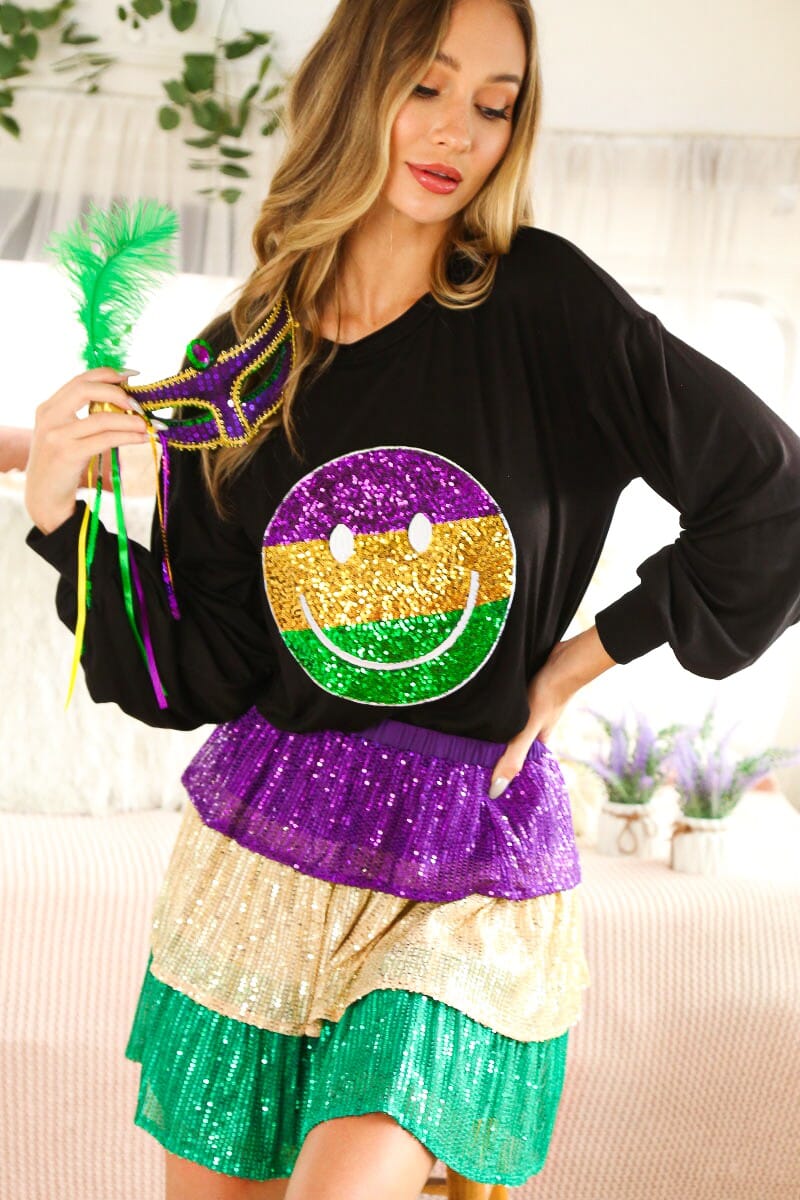 Mardi Gras Smiley Top Vine & Love