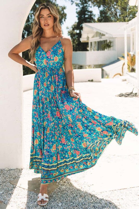 MAXI Teal Boho Dress Shewin