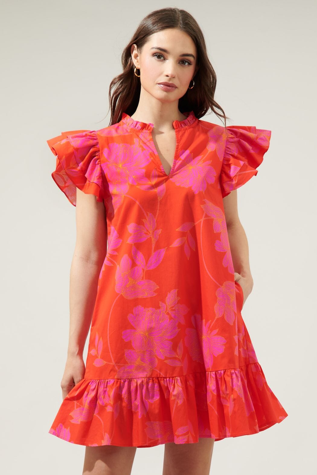 Maylene Mile Floral Ruffle Shift Dress Sugarlips