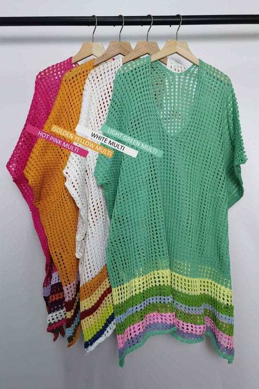 Mesh Coverup with Rainbow Stripe Esley