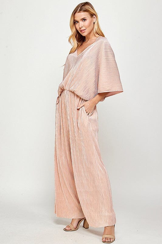 Metallic Pleats Jumpsuit see and be seen