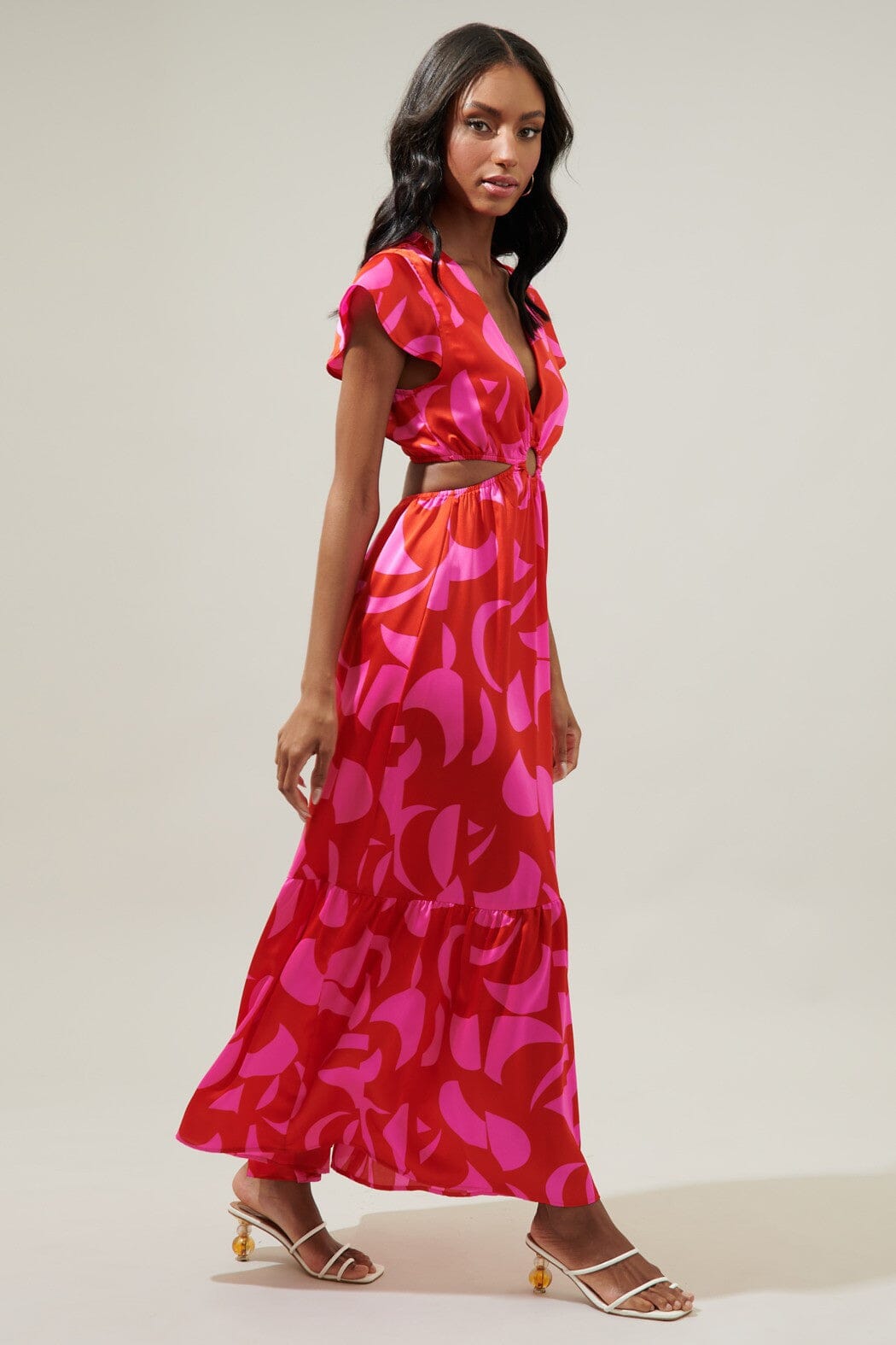 Minka Abstract O-Ring Cut Out Midi Dress Sugarlips