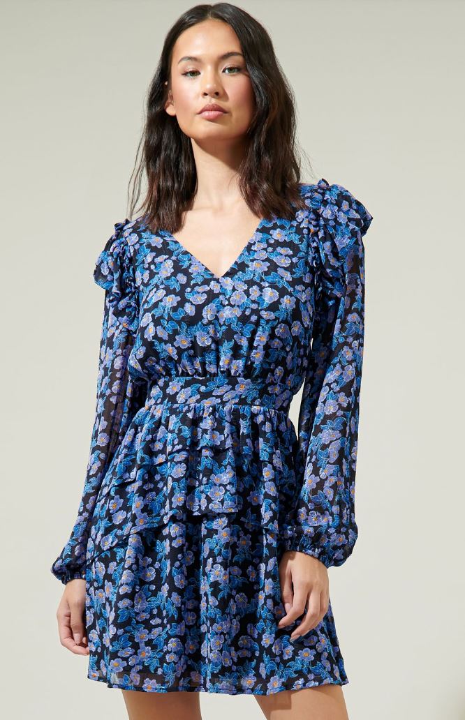 Mirtha Floral Pleated Mini Dress Sugarlips