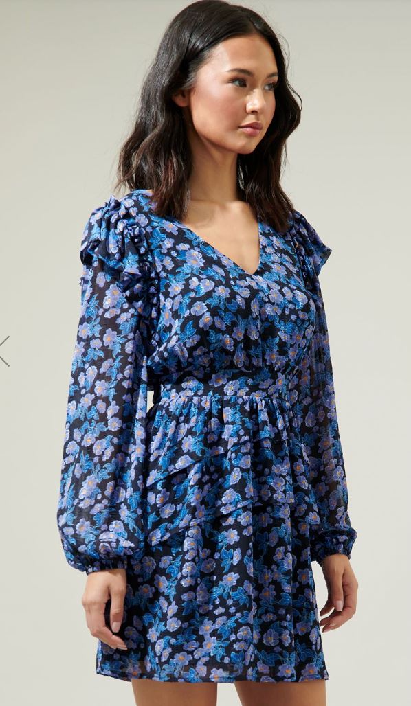 Mirtha Floral Pleated Mini Dress Sugarlips