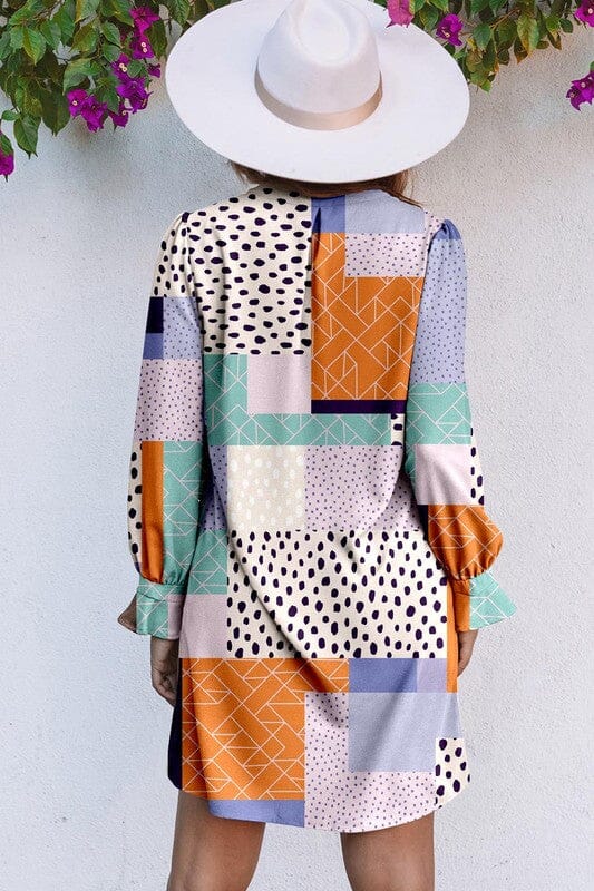 Multi Print LS Shift Dress Kentce