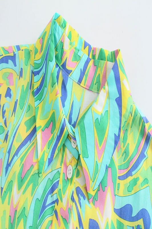 Multi Swirl Print Button Down Dress Sundayup