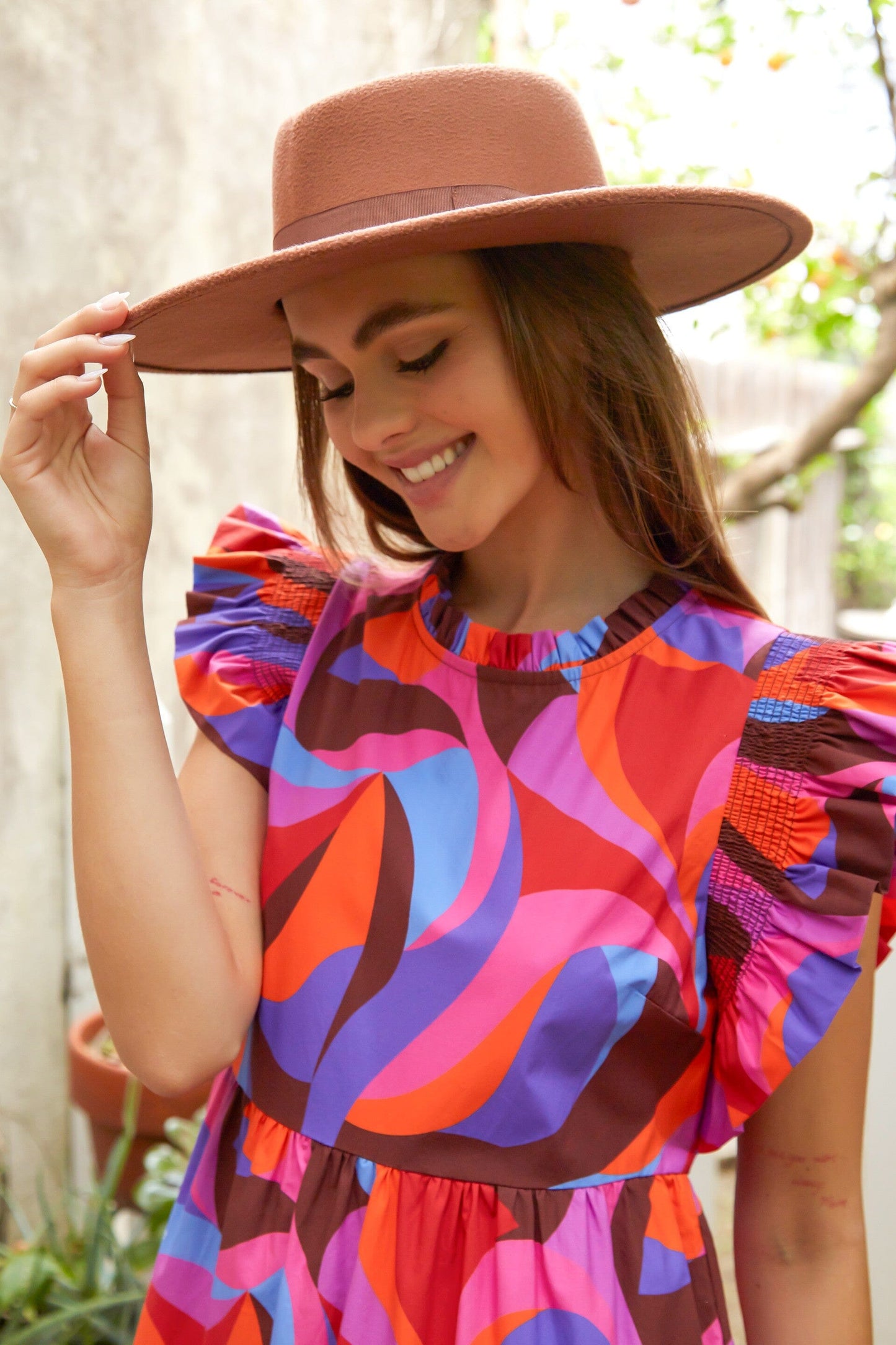 Multicolor Tiered Maxi Dress peach love california