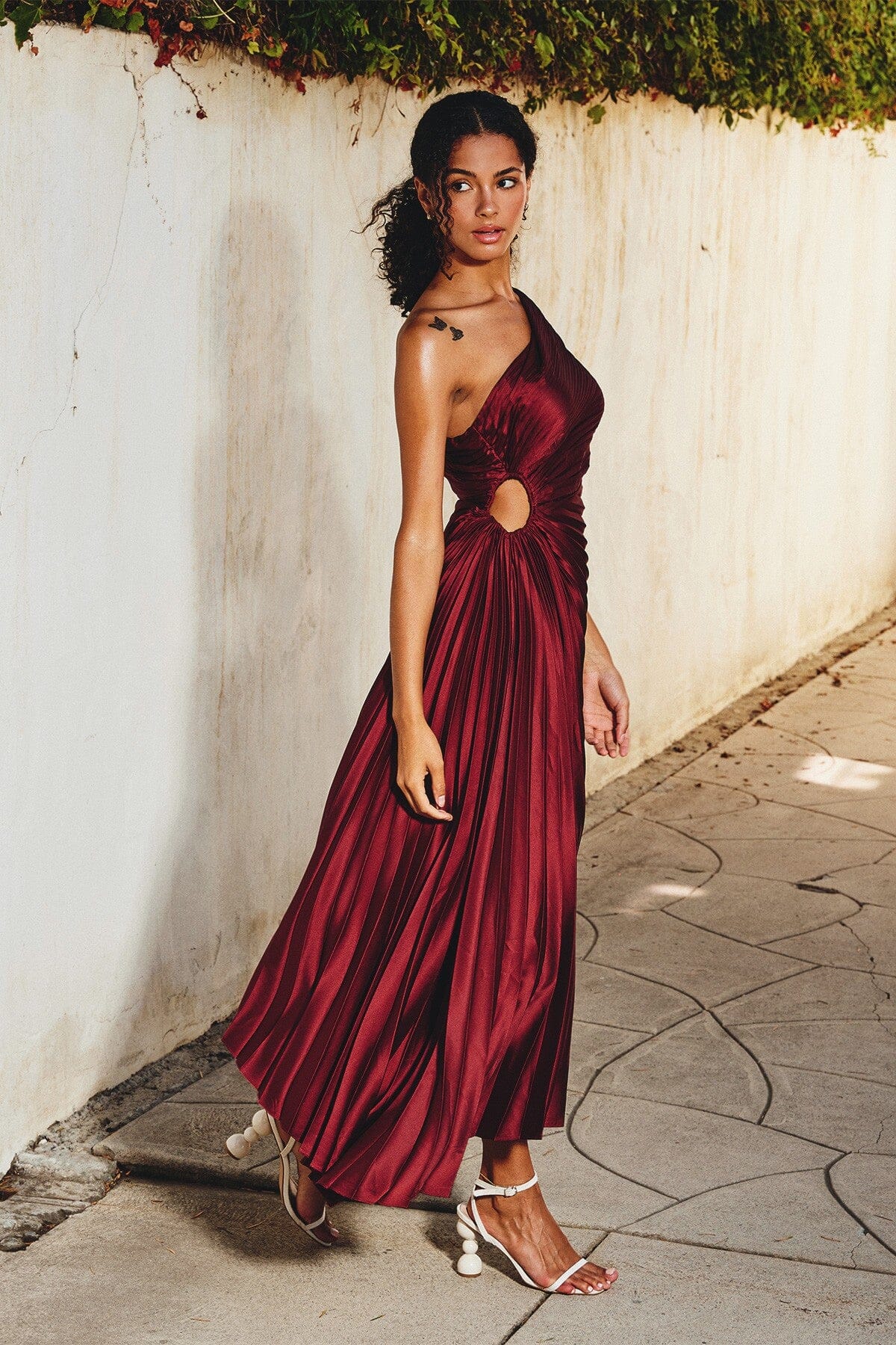 Olympia Asymmetrical Pleated Maxi Dress SNAP-Something New And Pretty