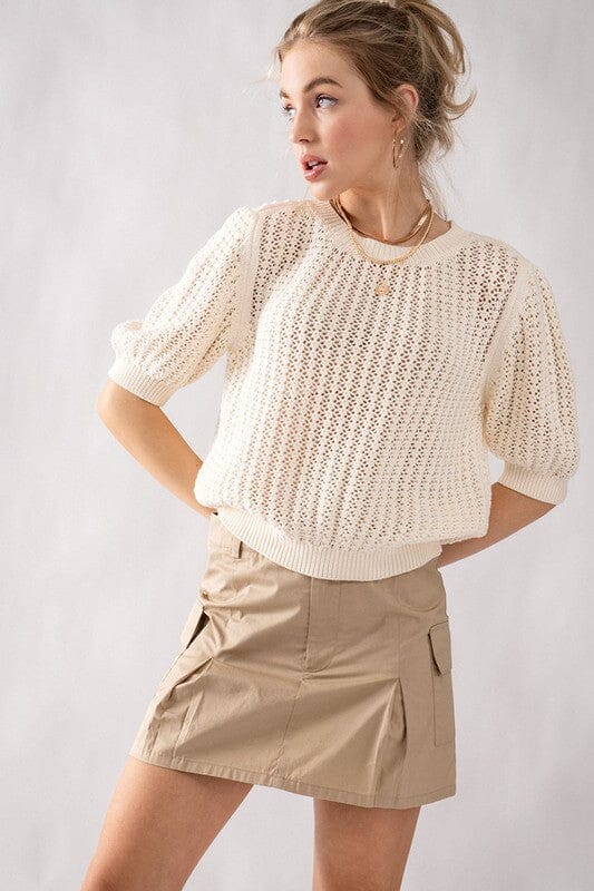 Open Weave Puff Sleeve Sweater Trend Notes