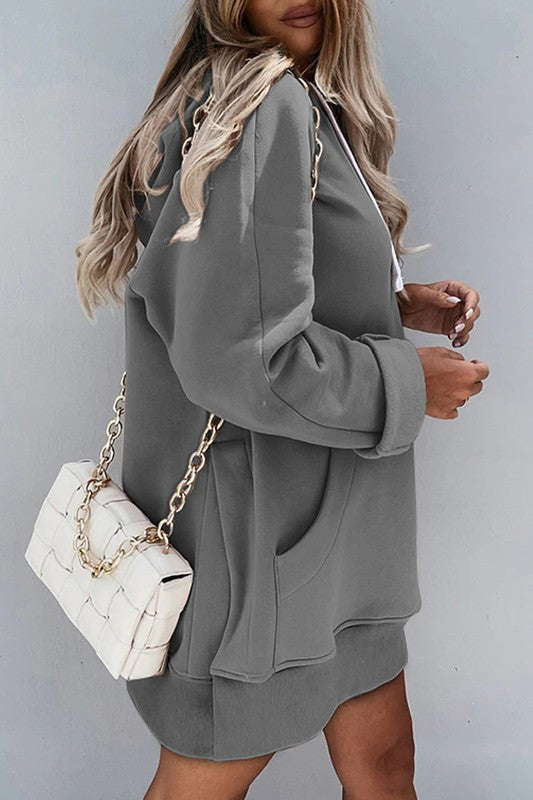 Oversize Solid Shift Drawstring Sweater Kentce