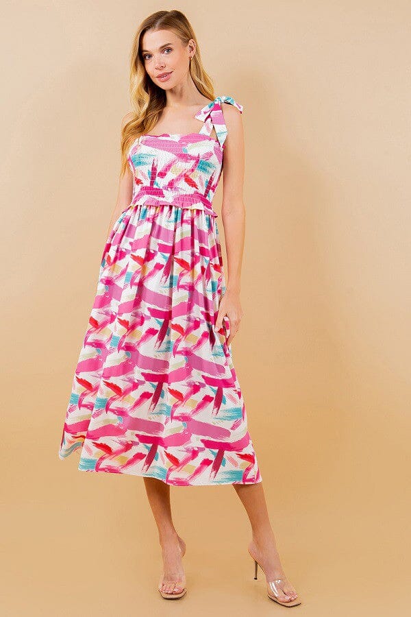 Painted Smocked Tie Dress Sundayup