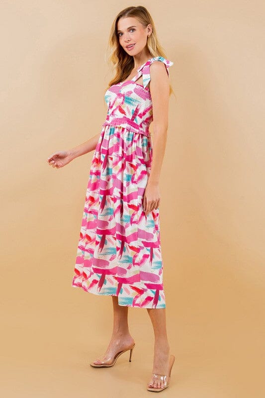 Painted Smocked Tie Dress Sundayup