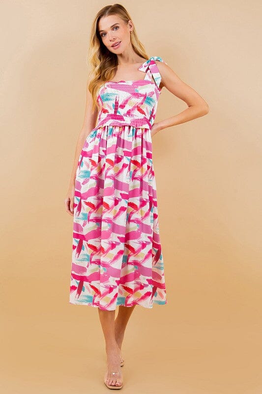 Painted Smocked Tie Dress Sundayup