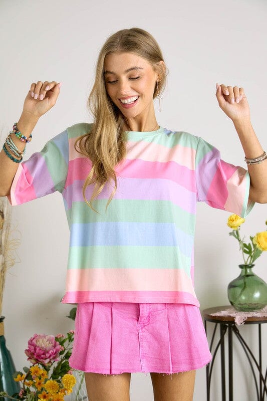 Pastel Striped Boxy Tee Adora