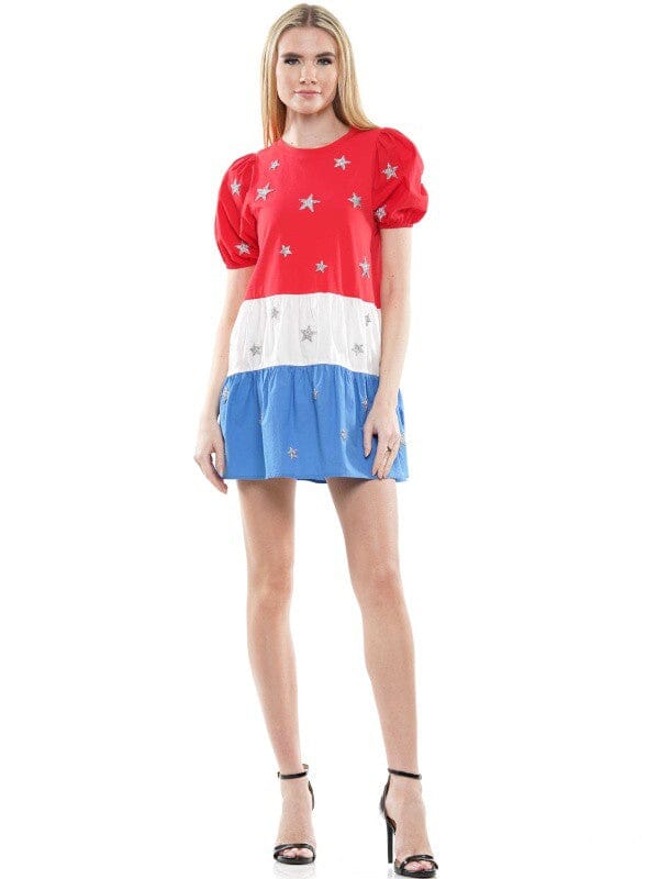 Patriotic Star Colorblock Dress why dress