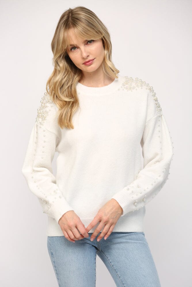 Pearl Shoulder Crewneck Sweater Fate