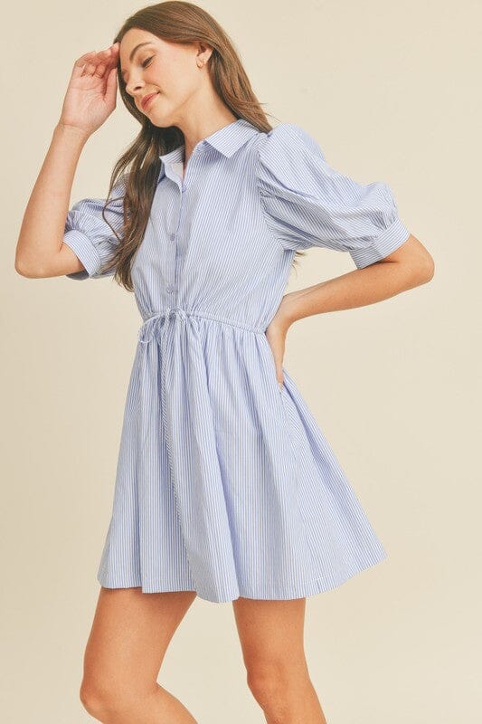 Pin Stripe Drawstring Waist Dress &merci
