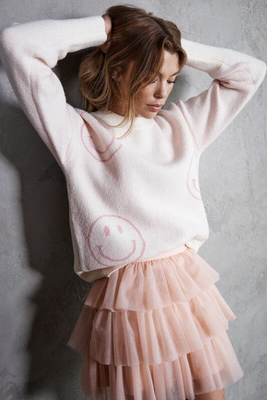 Pink Smiley Knitted Sweater Wanna Be