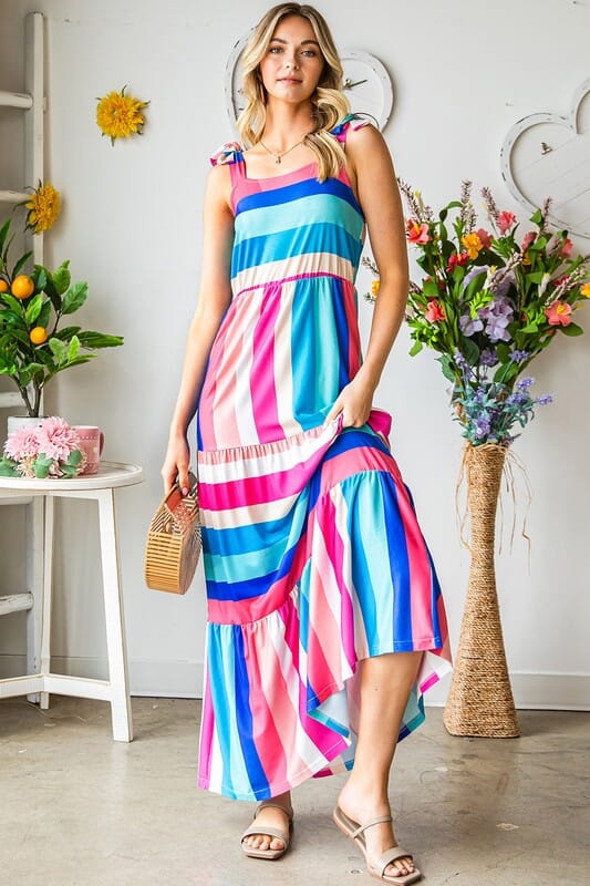 Pink Striped Knit Maxi Shewin