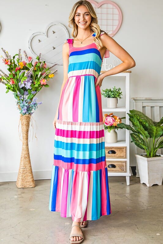 Pink Striped Knit Maxi Shewin