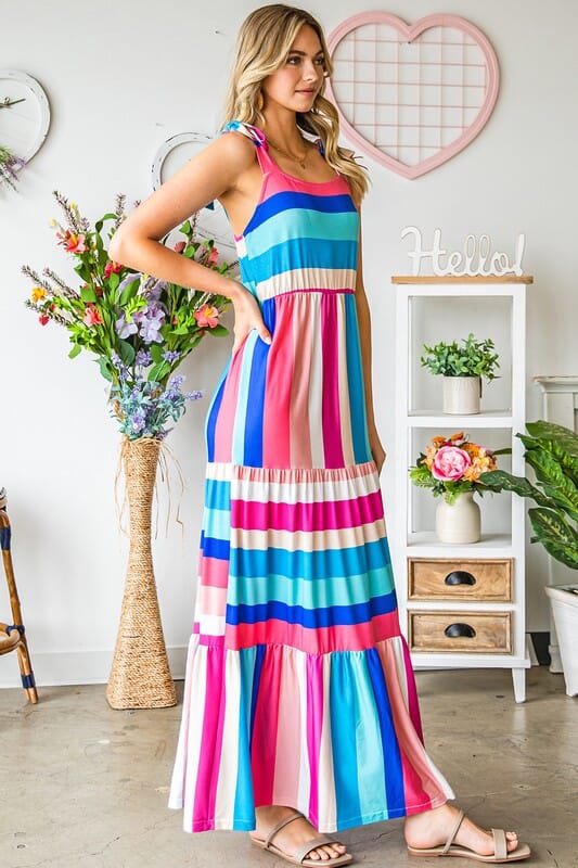 Pink Striped Knit Maxi Shewin