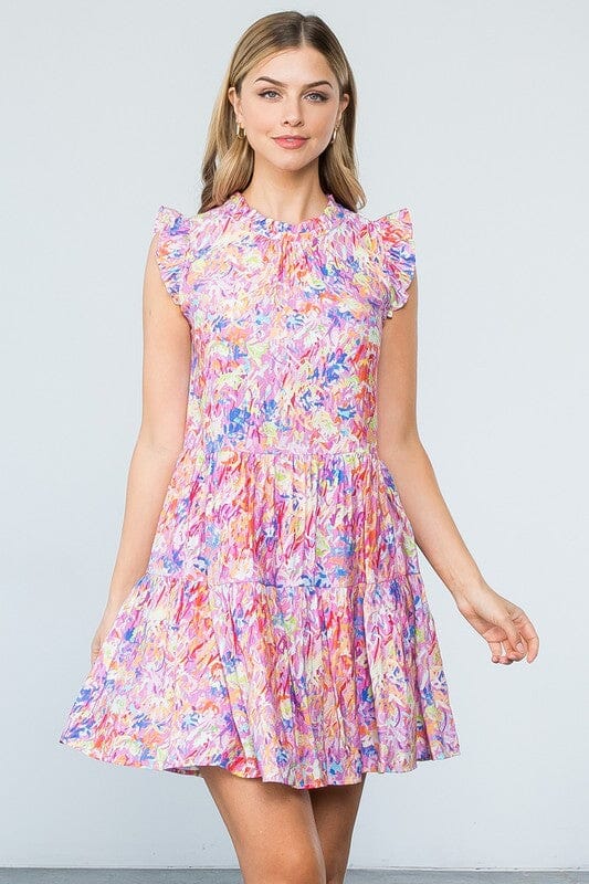 Pink Swirl Ruffle Dress thml