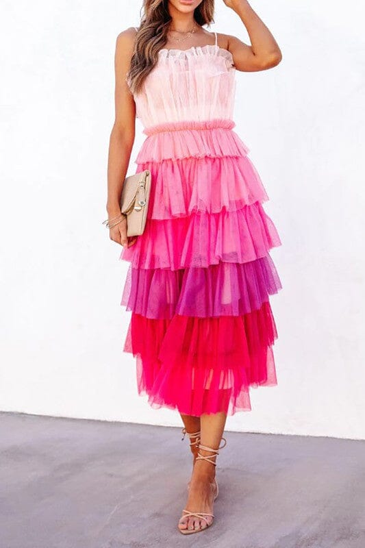 Pink Tulle Colorblock Midi cezele