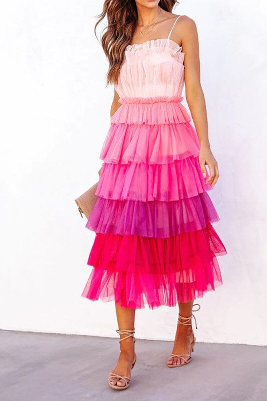 Pink Tulle Colorblock Midi cezele