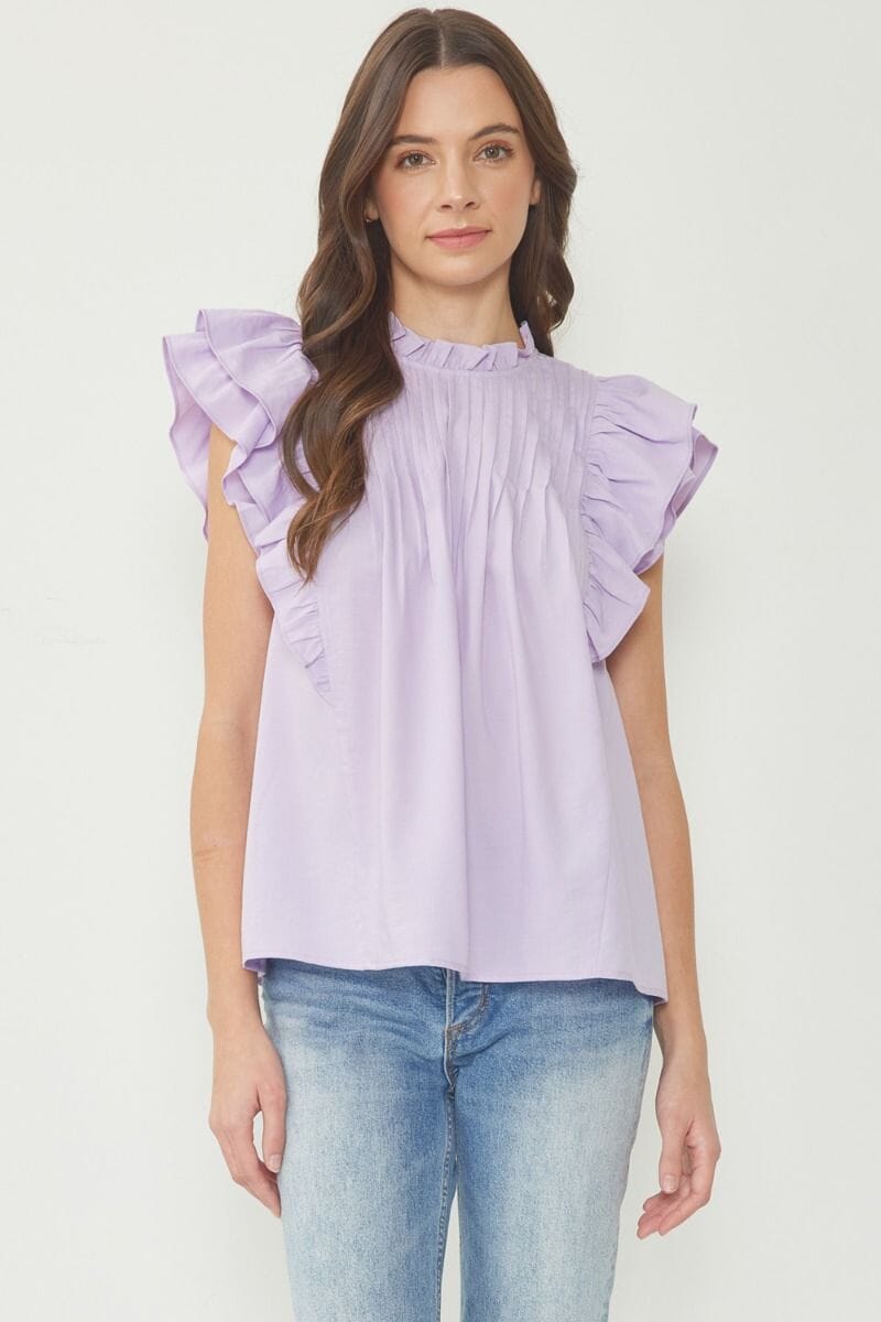 Pintuck Flutter Sleeve Top entro