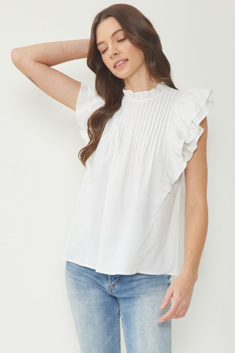 Pintuck Flutter Sleeve Top entro