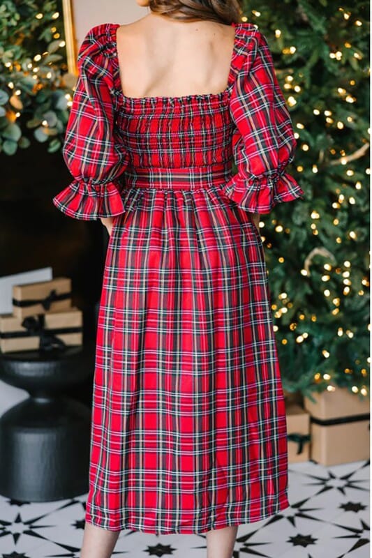 Plaid Midi Dress cezele